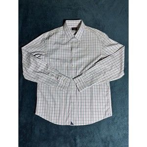 Untuckit Shirt Mens Medium Pink Blue Plaid Button Up Wrinkle Free